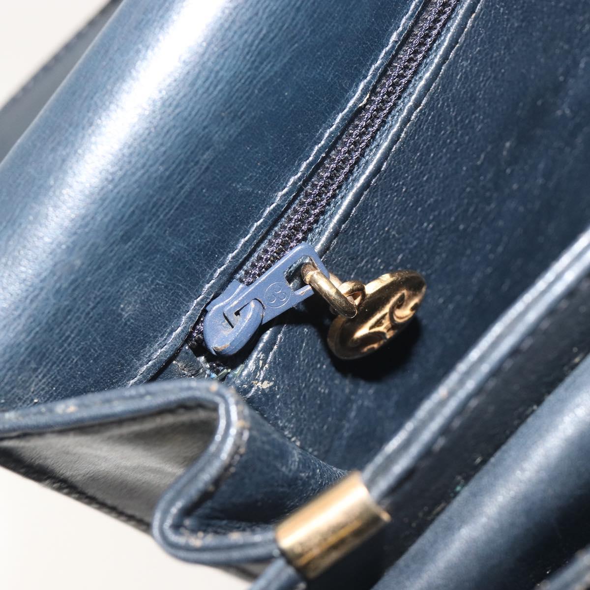 CELINE C Sulky Shoulder Bag Canvas Navy Gold Tone Auth ep15449