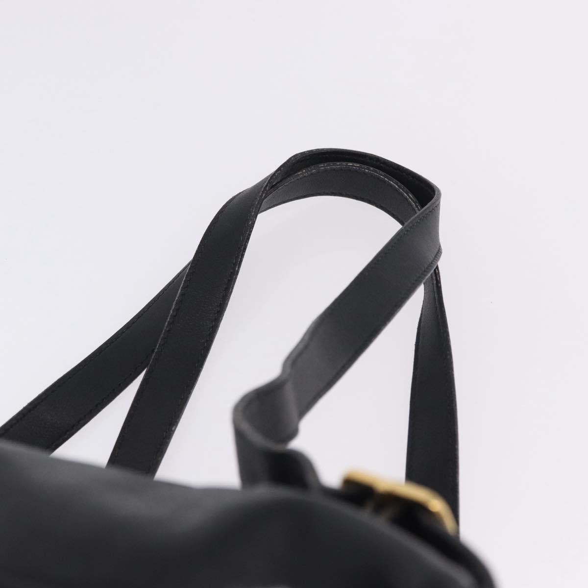 GUCCI Bamboo Backpack Leather Black Gold Tone 003 2034 0030 Auth ep15450