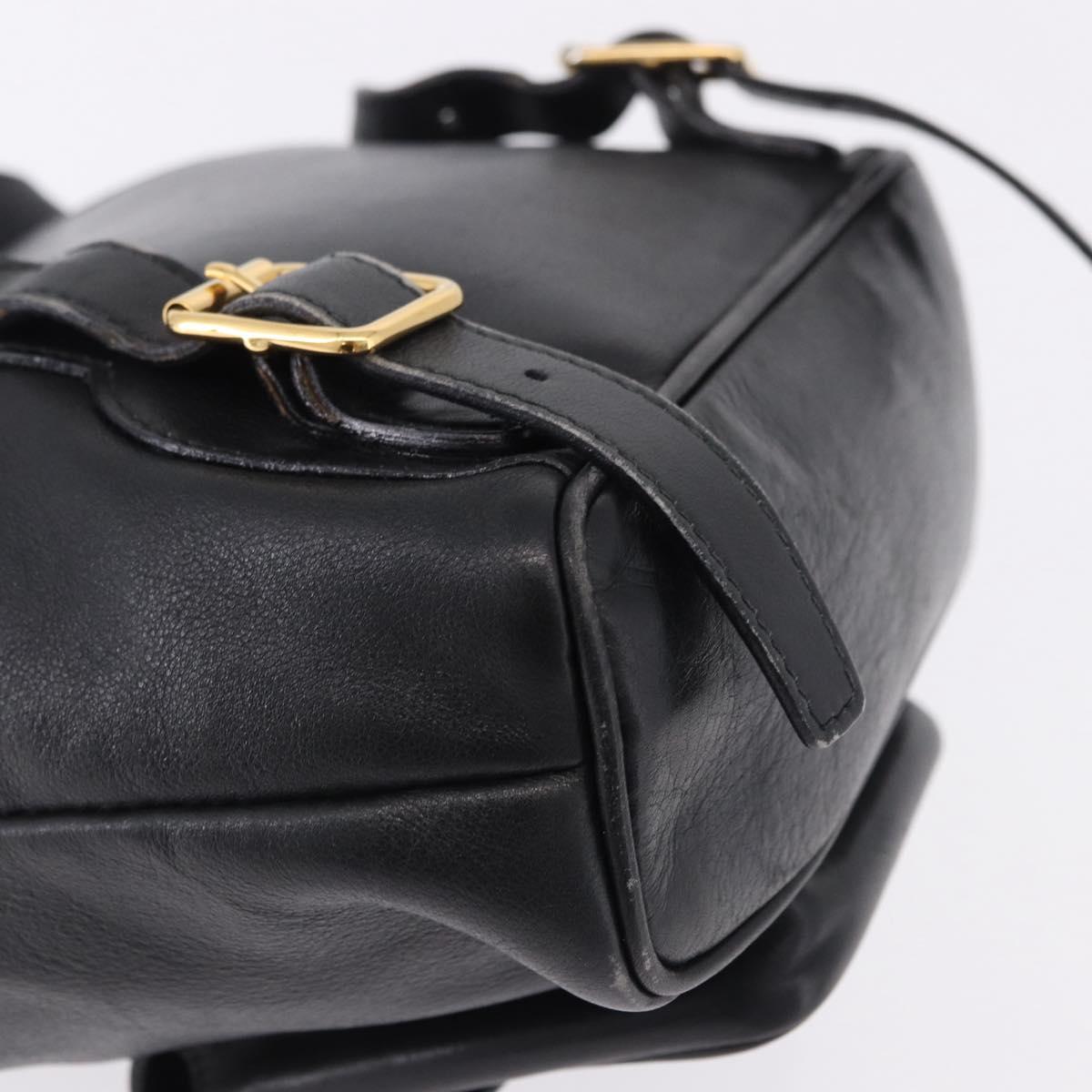 GUCCI Bamboo Backpack Leather Black Gold Tone 003 2034 0030 Auth ep15450