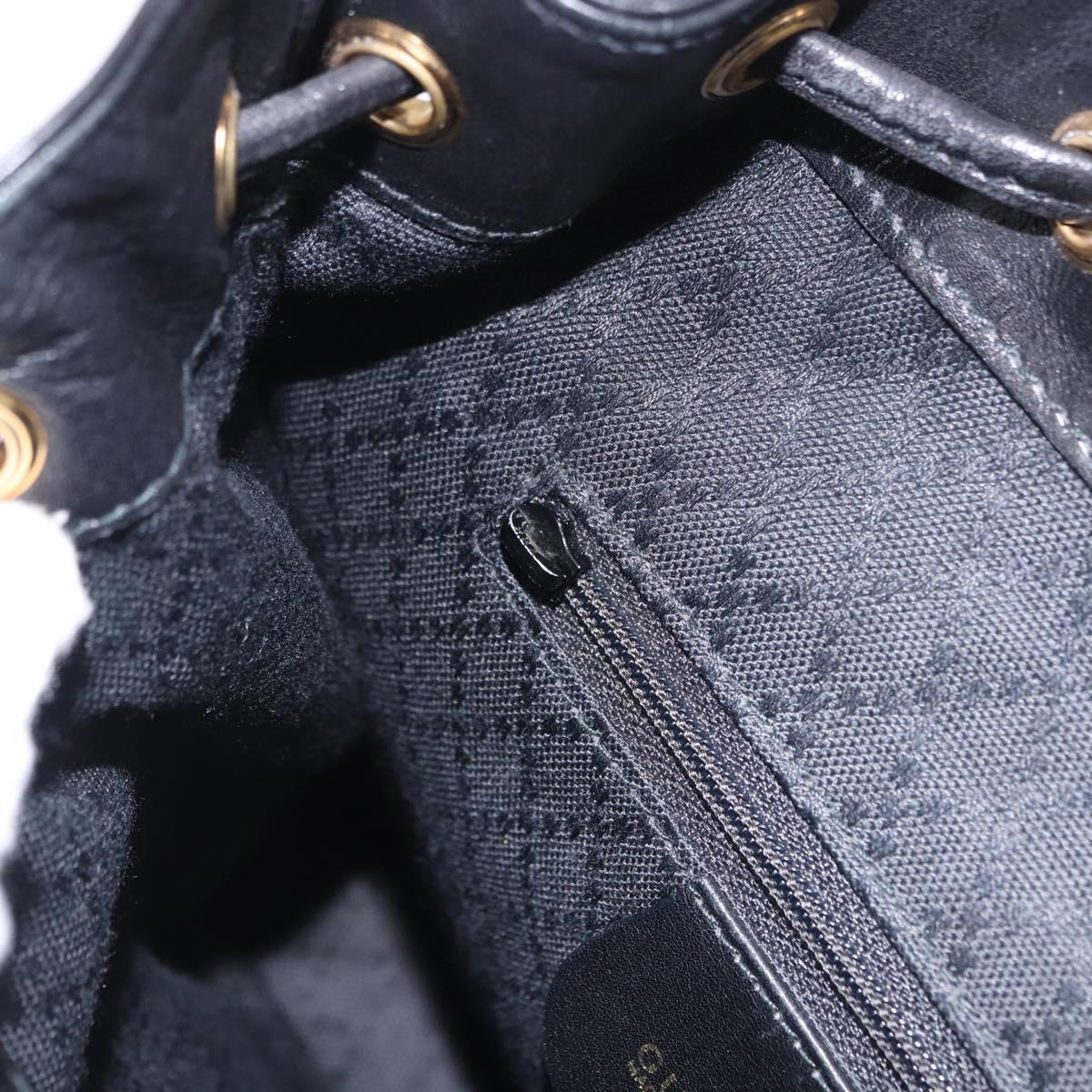 GUCCI Bamboo Backpack Leather Black Gold Tone 003 2034 0030 Auth ep15450