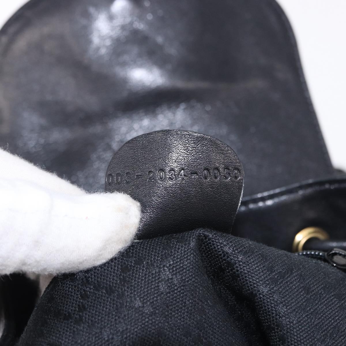 GUCCI Bamboo Backpack Leather Black Gold Tone 003 2034 0030 Auth ep15450