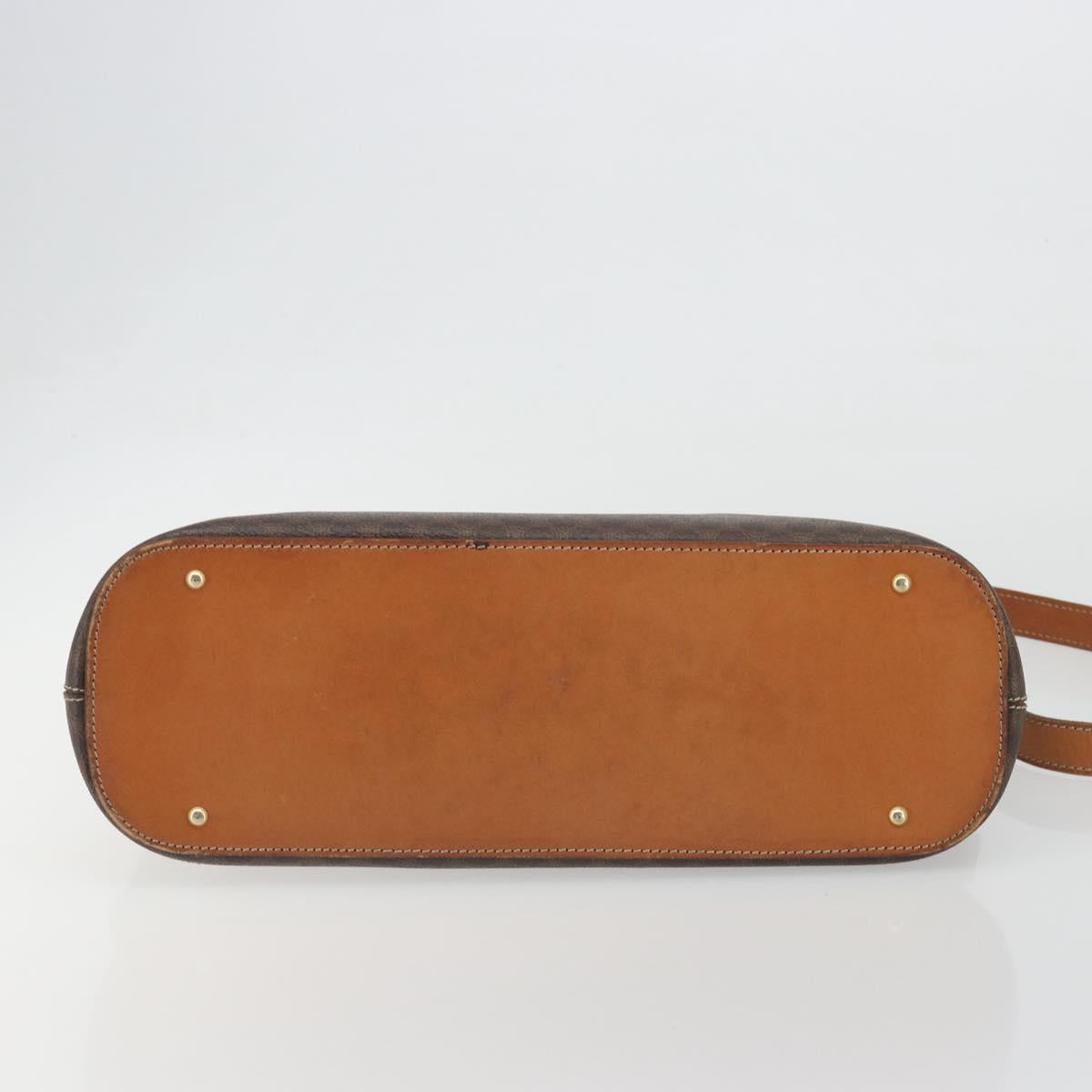CELINE Macadam Hand Bag PVC Leather 2way Brown Gold Tone Auth ep15452