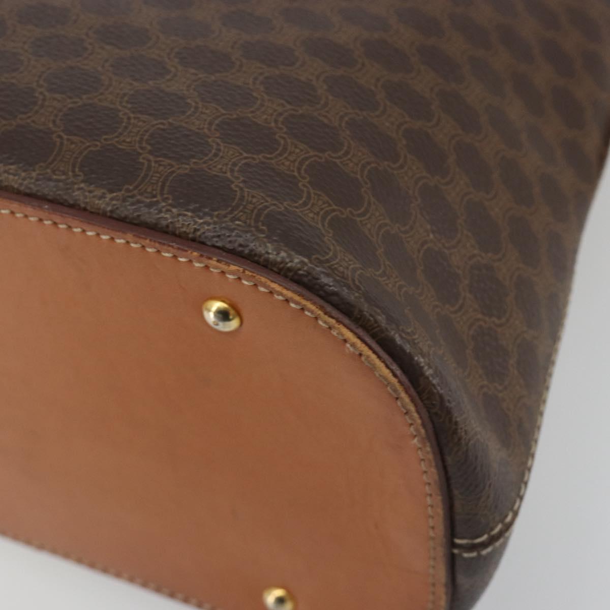 CELINE Macadam Hand Bag PVC Leather 2way Brown Gold Tone Auth ep15452