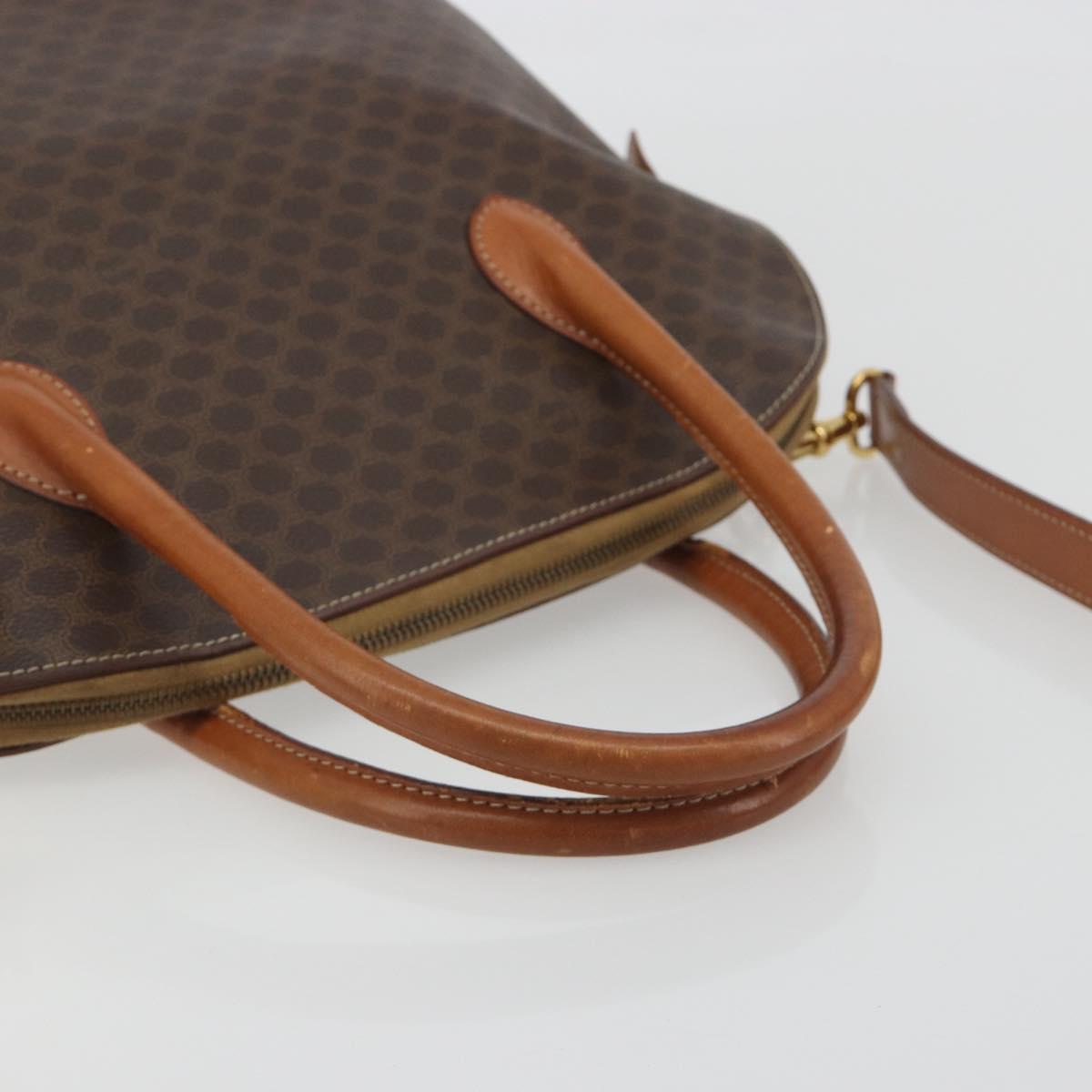 CELINE Macadam Hand Bag PVC Leather 2way Brown Gold Tone Auth ep15452