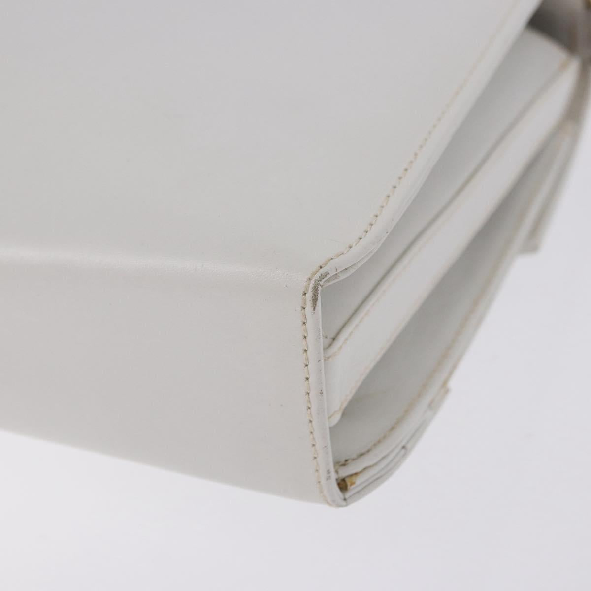 GUCCI Shoulder Bag Leather White Gold Tone Auth ep15453