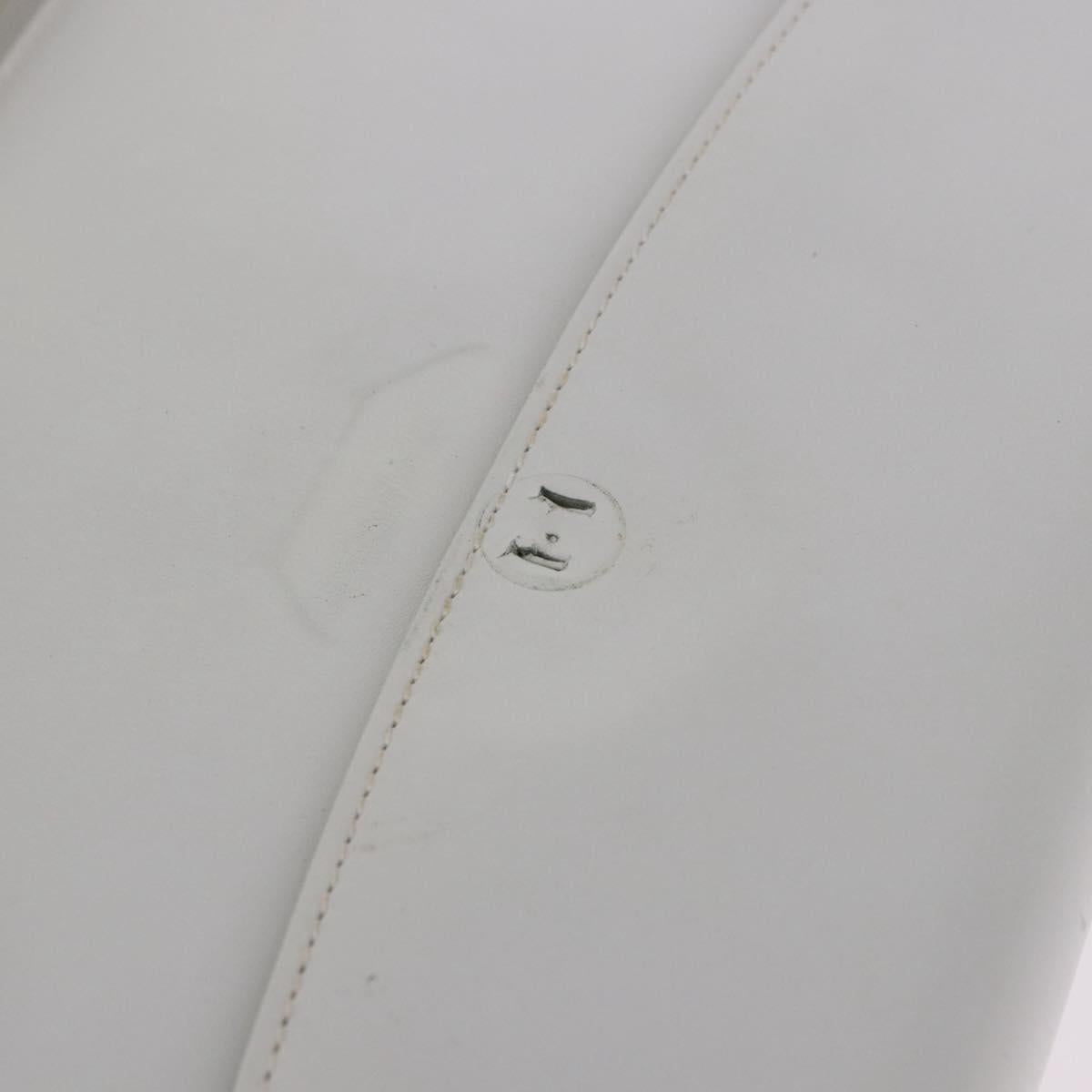 GUCCI Shoulder Bag Leather White Gold Tone Auth ep15453