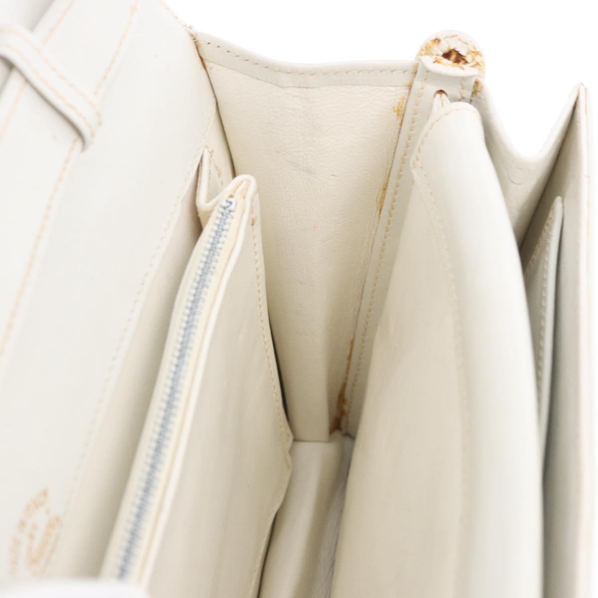 GUCCI Shoulder Bag Leather White Gold Tone Auth ep15453