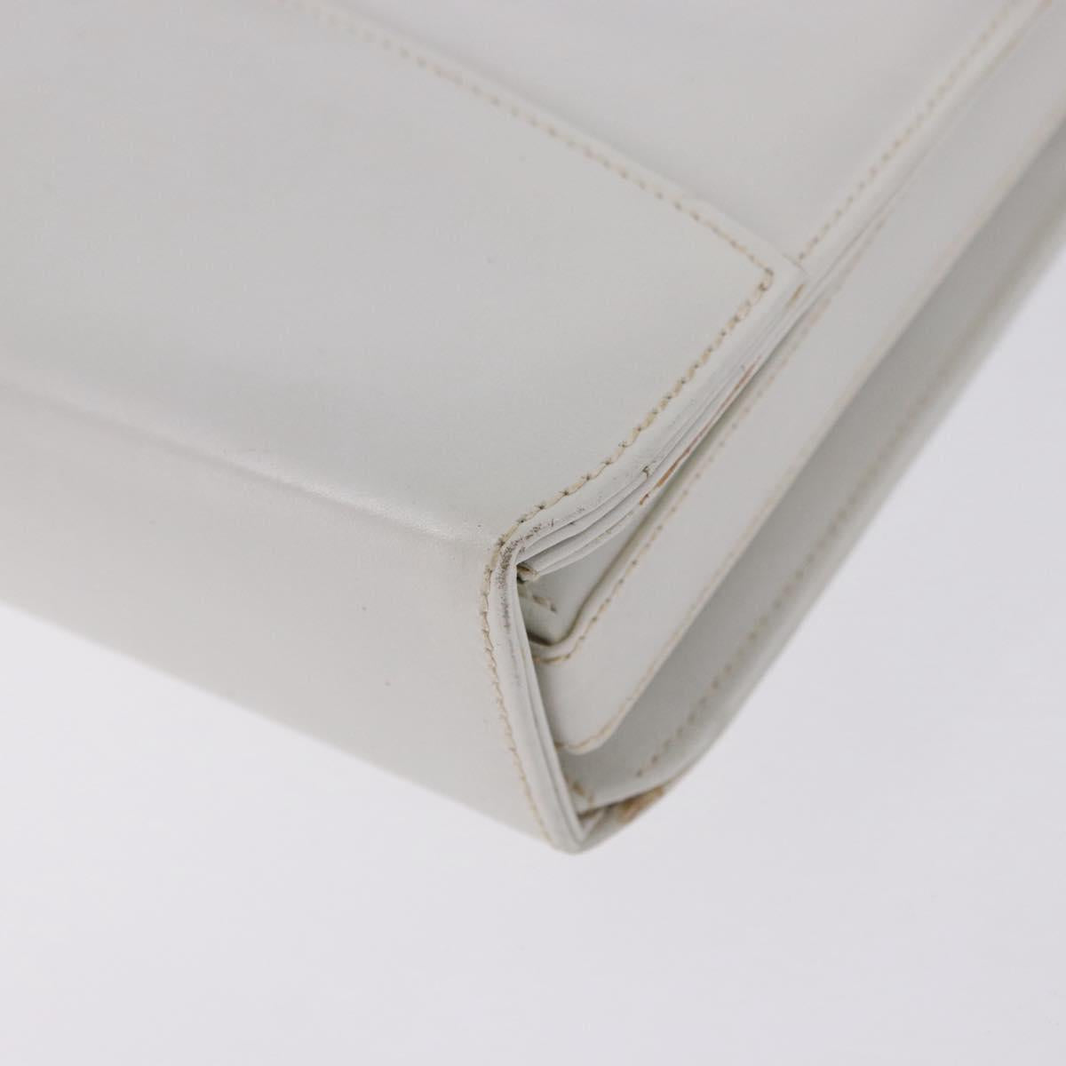 GUCCI Shoulder Bag Leather White Gold Tone Auth ep15453