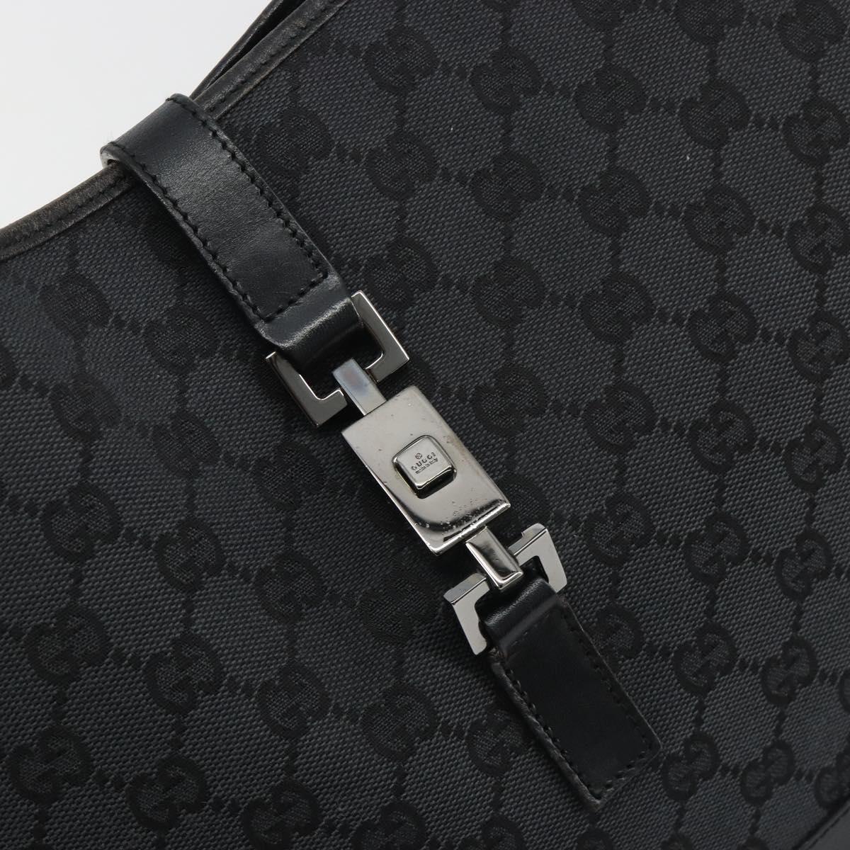 GUCCI GG Canvas Jackie Hand Bag Black Silver 001 3346 Auth ep15456A