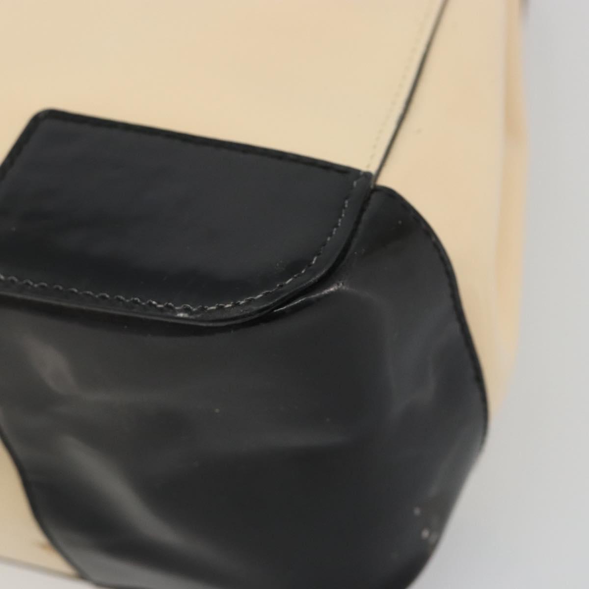 GUCCI Hand Bag Patent Beige Black 002 1103 Auth ep15459