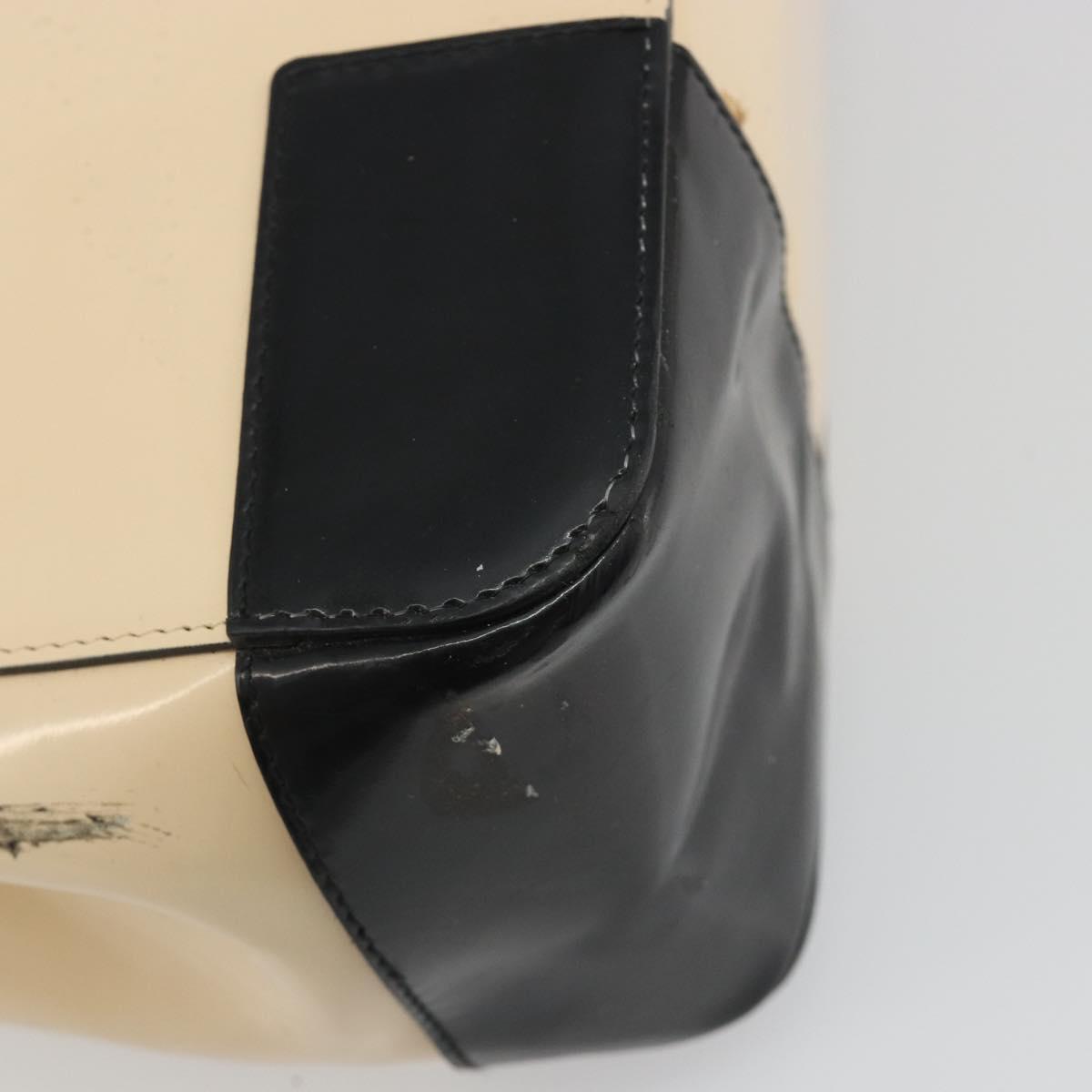 GUCCI Hand Bag Patent Beige Black 002 1103 Auth ep15459