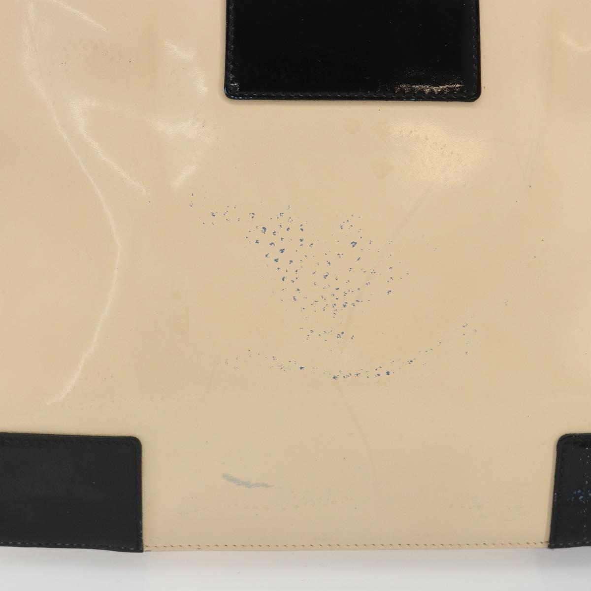 GUCCI Hand Bag Patent Beige Black 002 1103 Auth ep15459