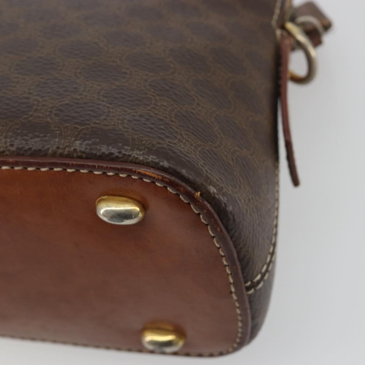 CELINE Macadam Hand Bag PVC Leather Brown Gold Tone Auth ep15461