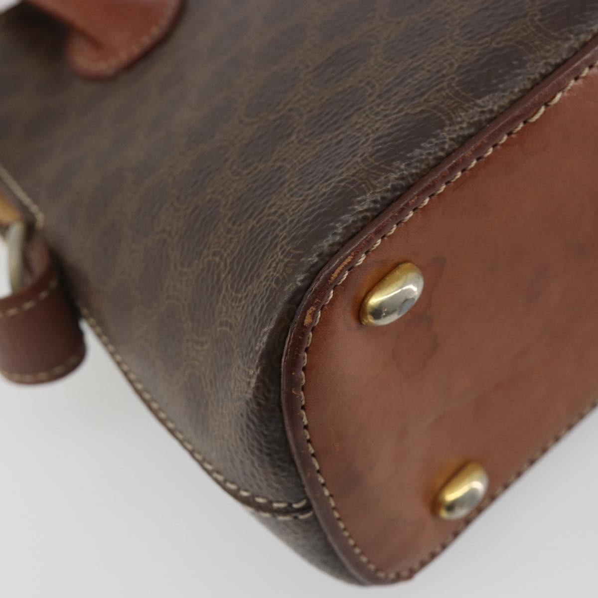 CELINE Macadam Hand Bag PVC Leather Brown Gold Tone Auth ep15461