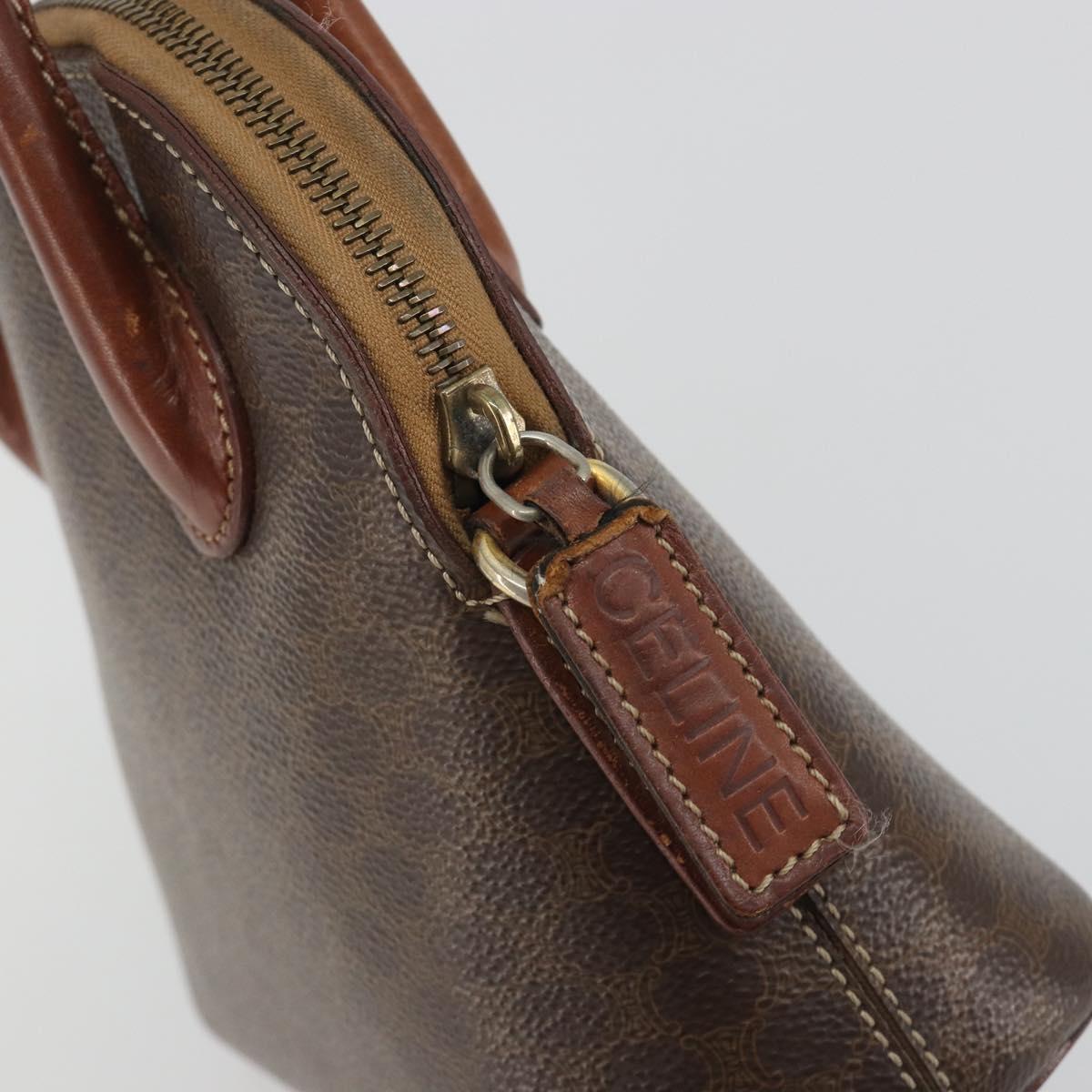 CELINE Macadam Hand Bag PVC Leather Brown Gold Tone Auth ep15461