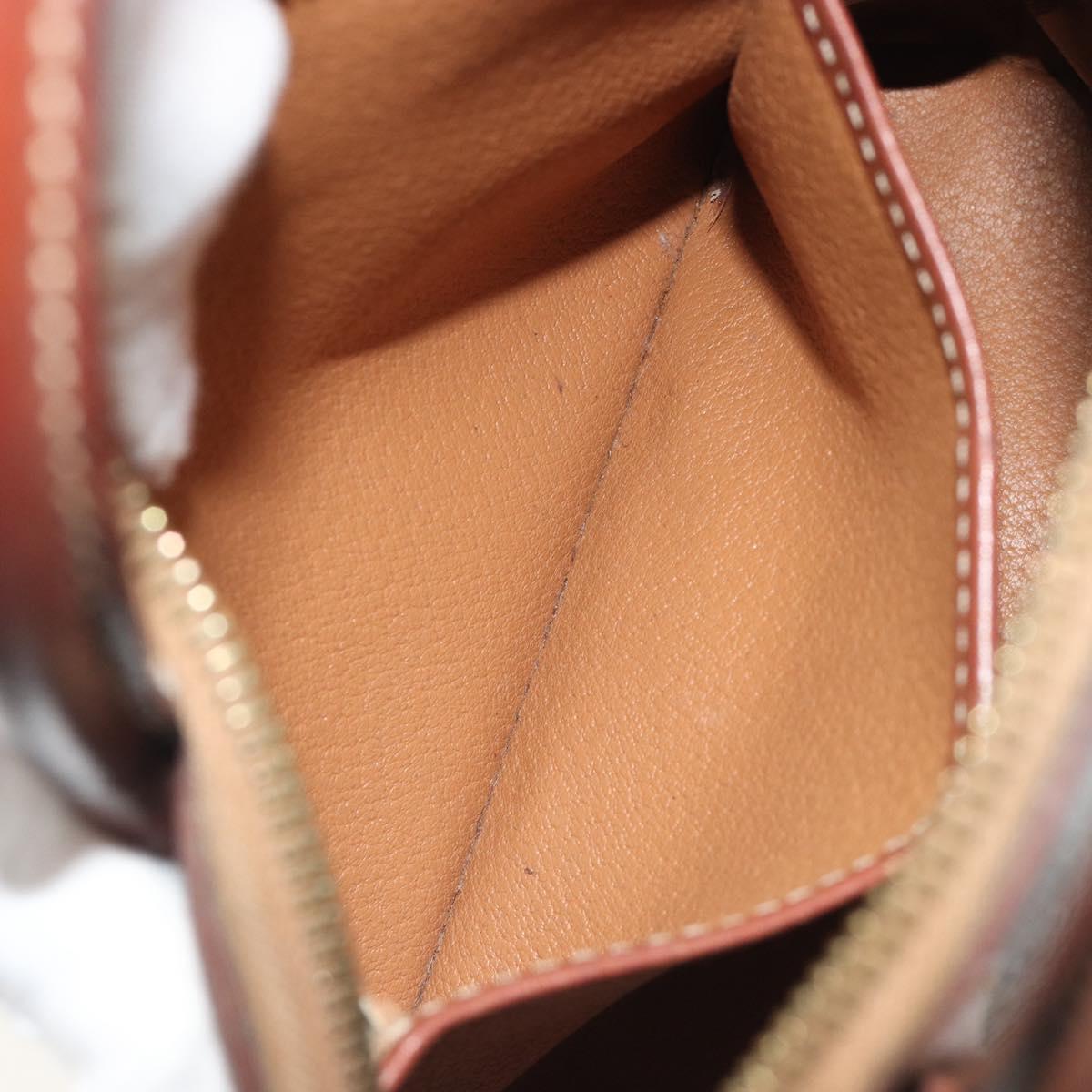 CELINE Macadam Hand Bag PVC Leather Brown Gold Tone Auth ep15461
