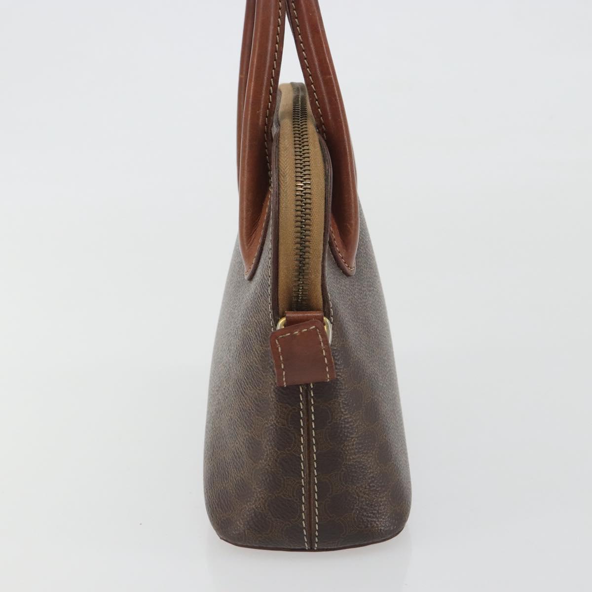 CELINE Macadam Hand Bag PVC Leather Brown Gold Tone Auth ep15461