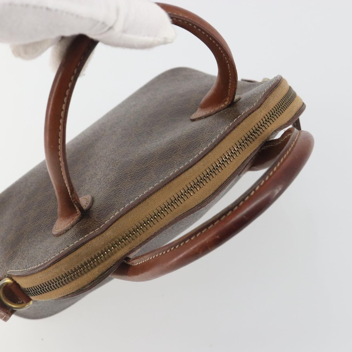 CELINE Macadam Hand Bag PVC Leather Brown Gold Tone Auth ep15461