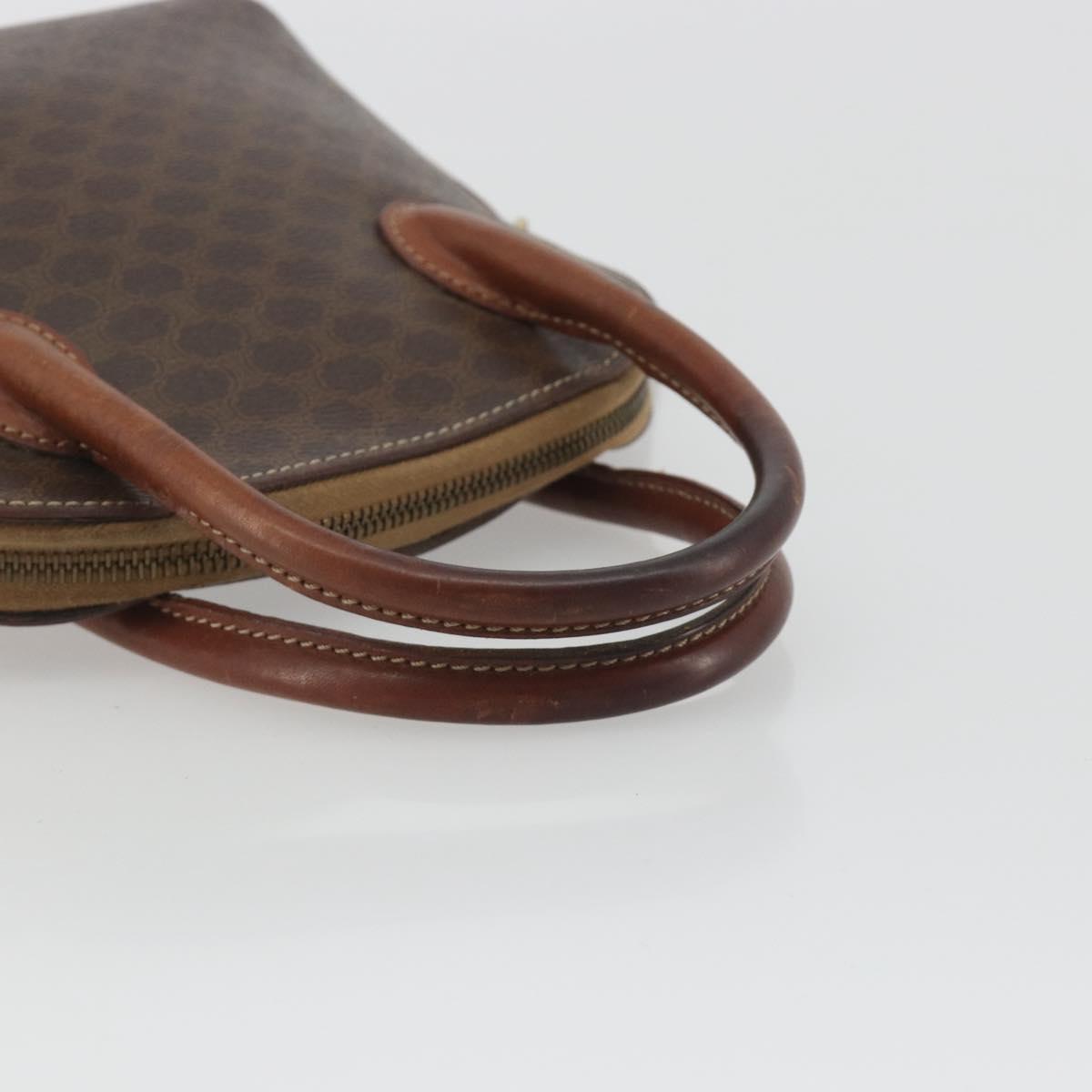 CELINE Macadam Hand Bag PVC Leather Brown Gold Tone Auth ep15461