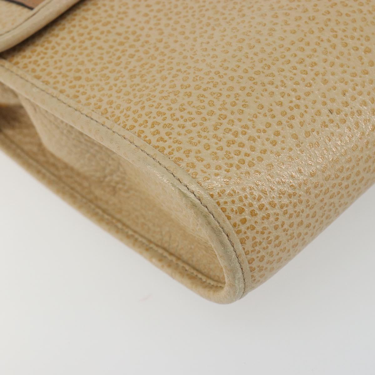 Christian Dior Shoulder Bag Leather Beige Gold Tone Auth ep15464