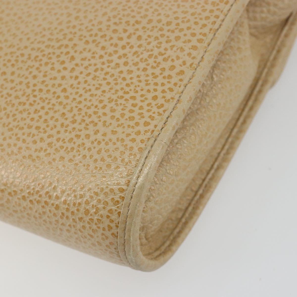 Christian Dior Shoulder Bag Leather Beige Gold Tone Auth ep15464