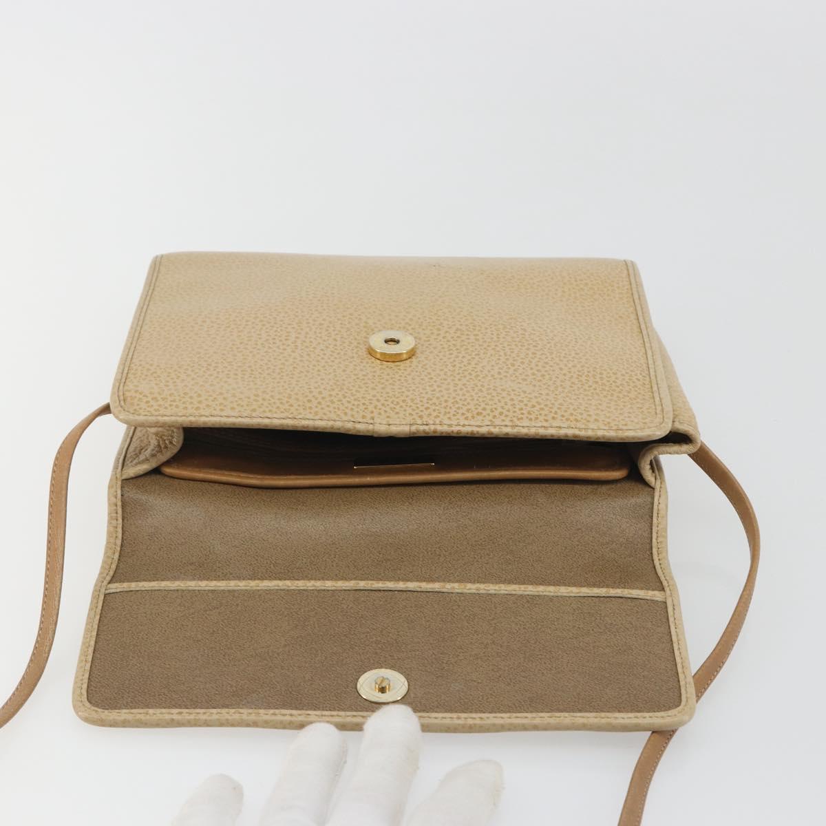 Christian Dior Shoulder Bag Leather Beige Gold Tone Auth ep15464