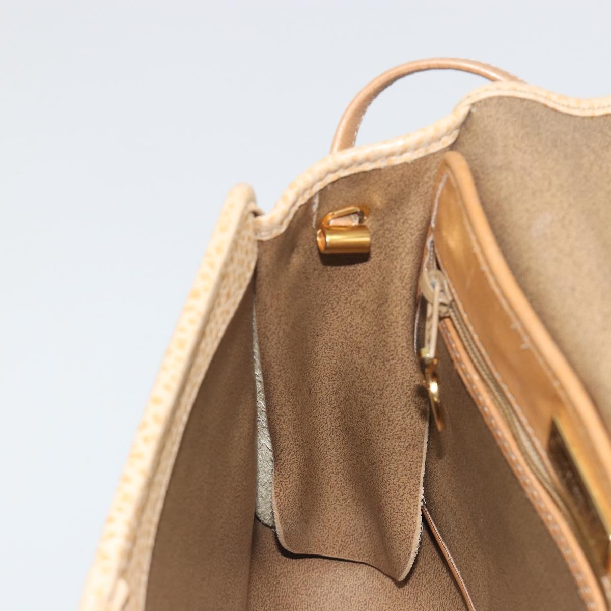 Christian Dior Shoulder Bag Leather Beige Gold Tone Auth ep15464