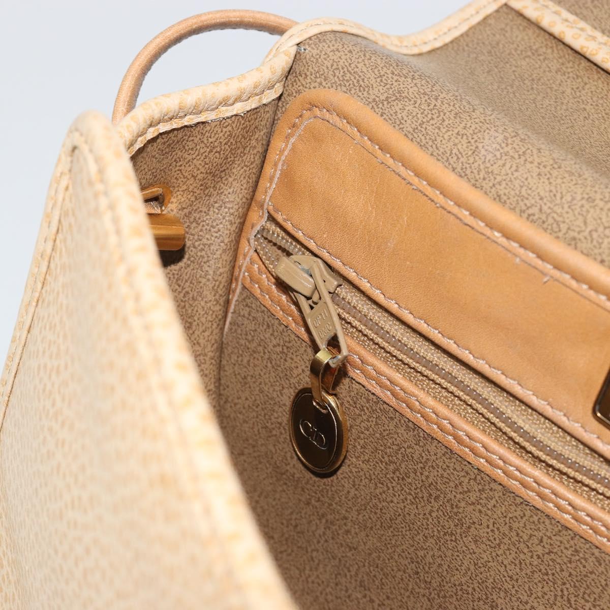 Christian Dior Shoulder Bag Leather Beige Gold Tone Auth ep15464