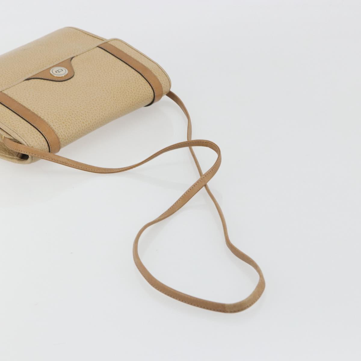 Christian Dior Shoulder Bag Leather Beige Gold Tone Auth ep15464