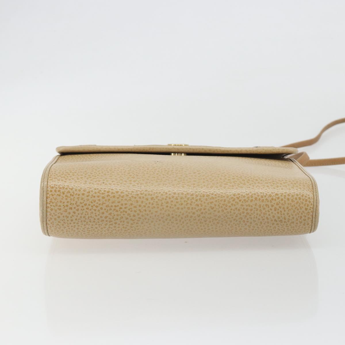 Christian Dior Shoulder Bag Leather Beige Gold Tone Auth ep15464
