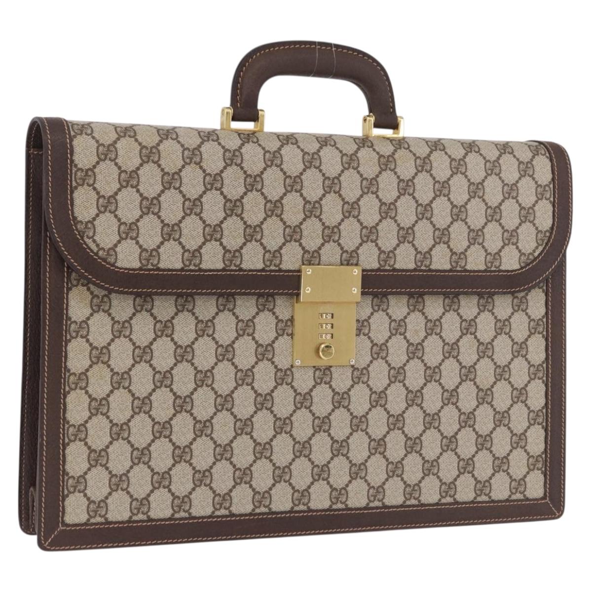 GUCCI GG Supreme Business Bag PVC Leather Beige Gold 904 20 002 Auth ep15466