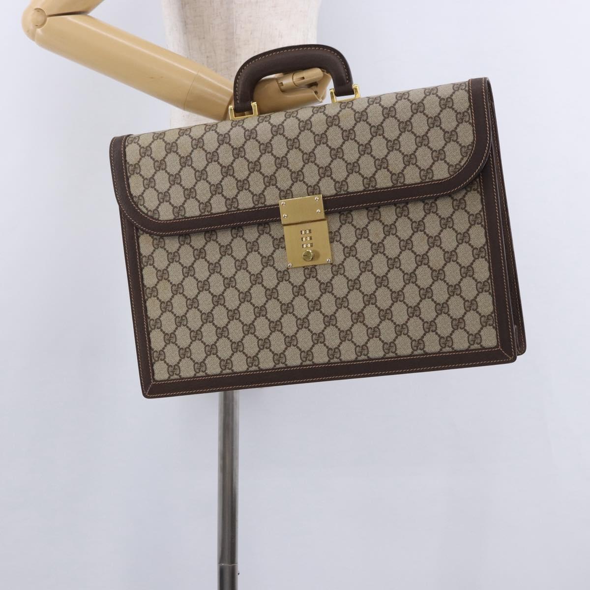 GUCCI GG Supreme Business Bag PVC Leather Beige Gold 904 20 002 Auth ep15466