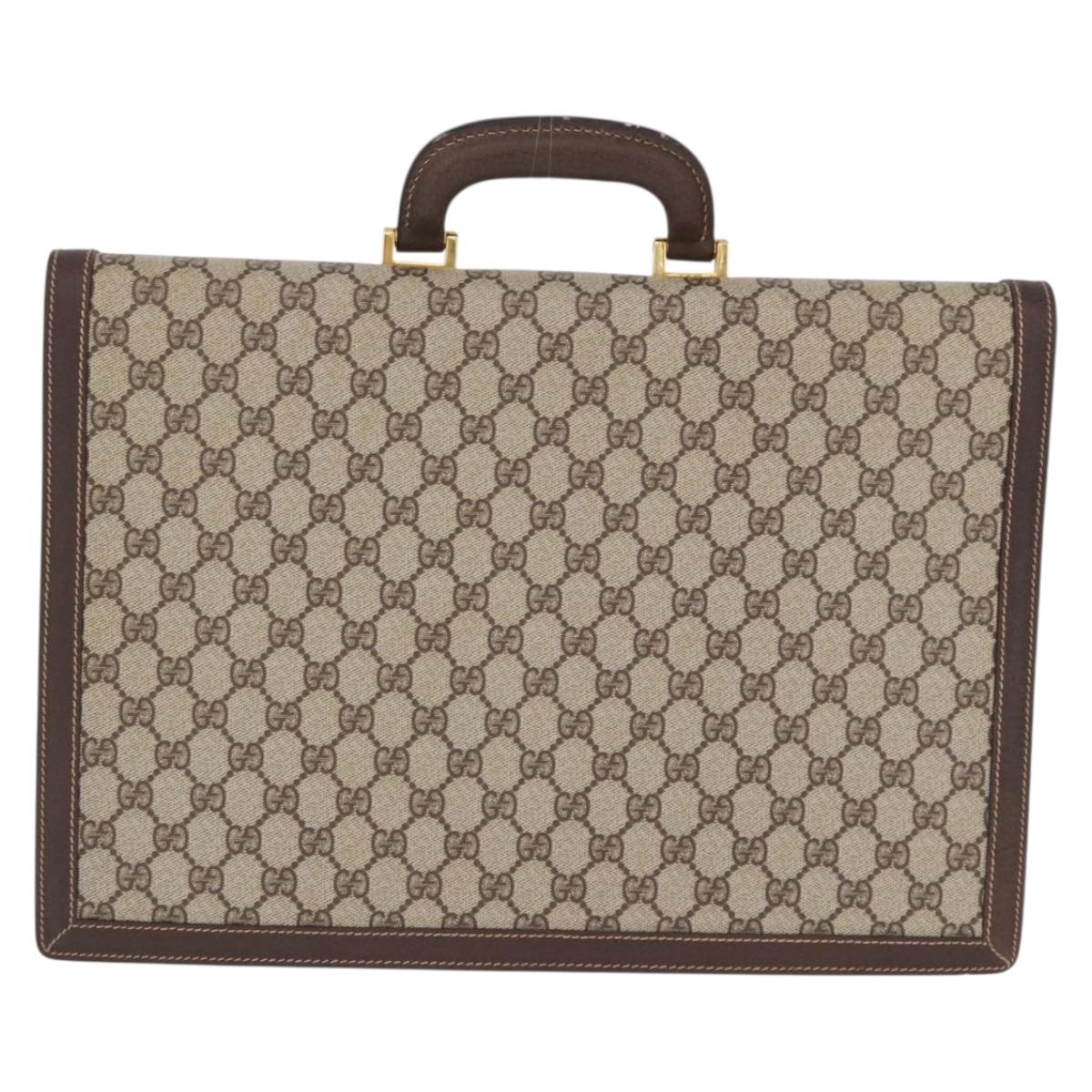 GUCCI GG Supreme Business Bag PVC Leather Beige Gold 904 20 002 Auth ep15466