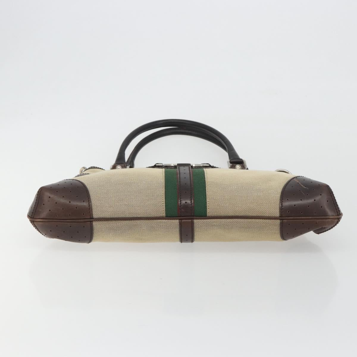 GUCCI Hand Bag Canvas Beige Silver 114875 Auth ep15468A