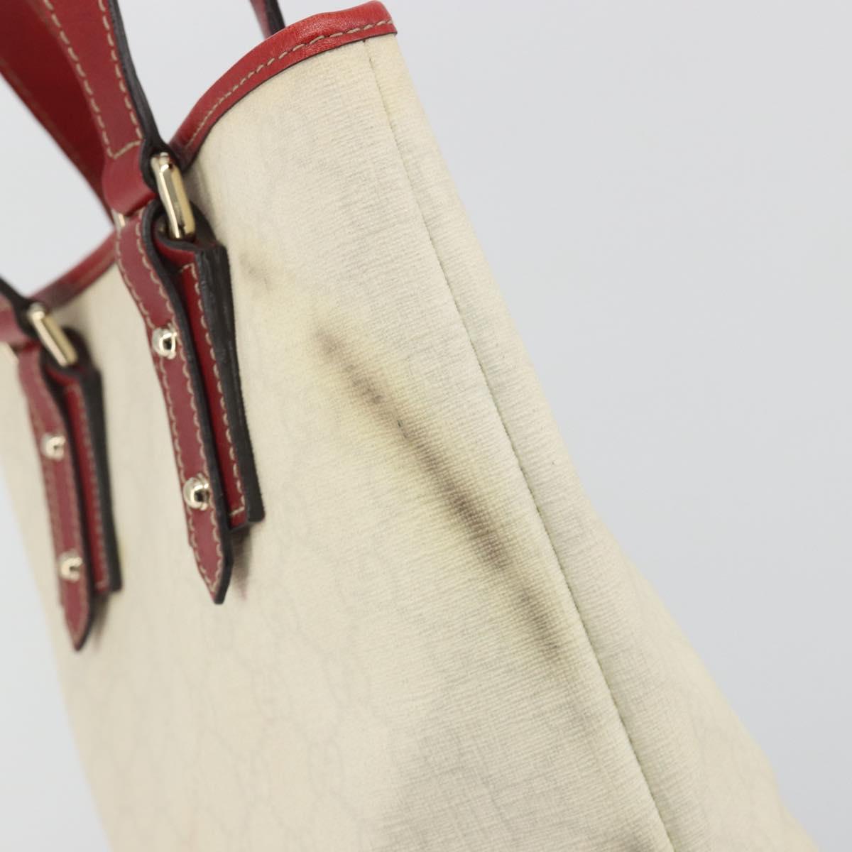 GUCCI GG Supreme Hand Bag PVC Leather Outlet White Red 257250 Auth ep15469