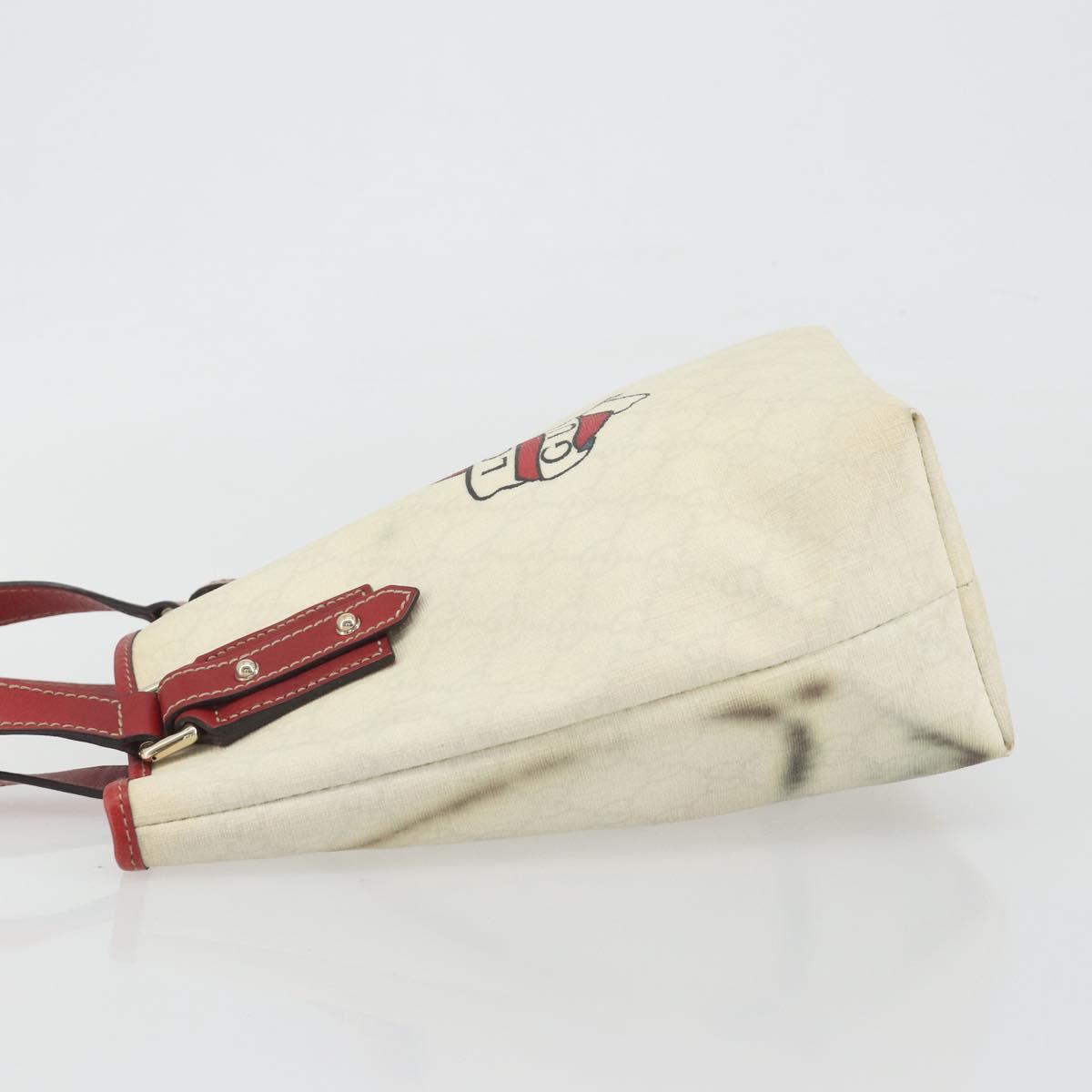 GUCCI GG Supreme Hand Bag PVC Leather Outlet White Red 257250 Auth ep15469