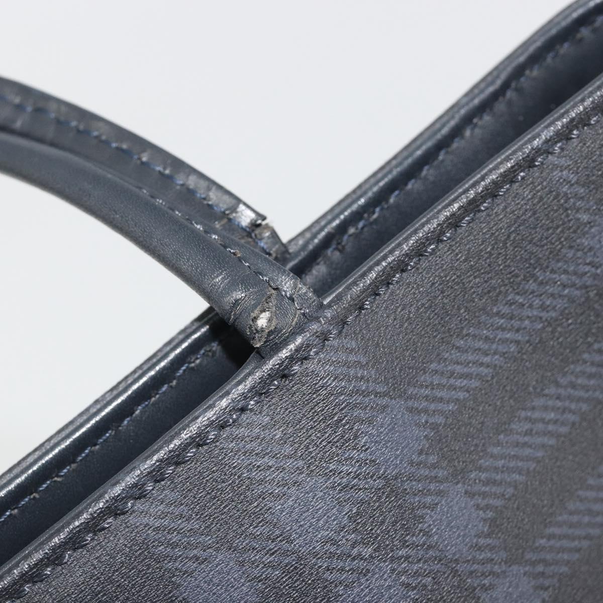 BURBERRY Nova Check Hand Bag PVC Leather Navy Silver Auth ep15470