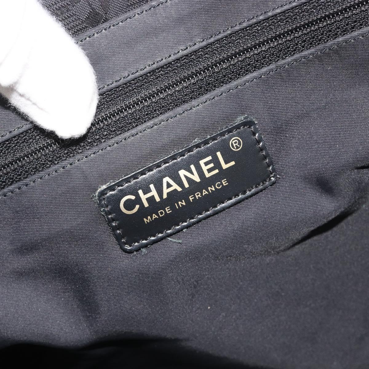 CHANEL New travel line Tote Bag Canvas Black Gold Tone CC Auth ep15472A