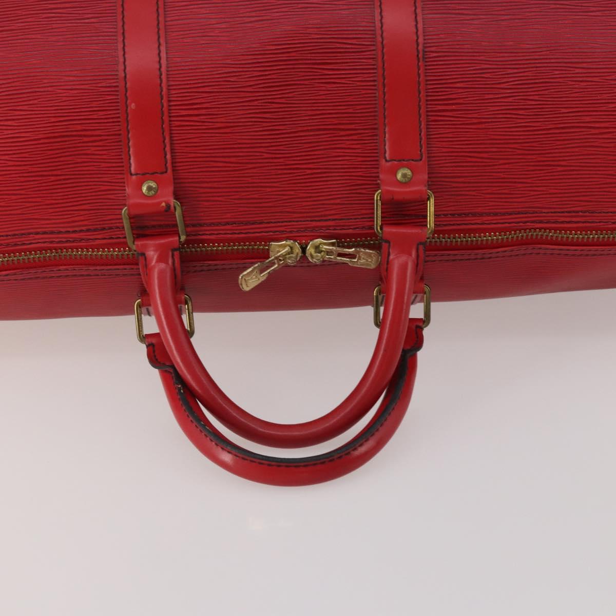 LOUIS VUITTON Epi Keepall 50 Boston Bag Red M42967 LV Auth ep15474