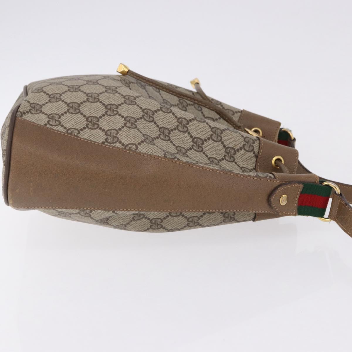 GUCCI GG Supreme Shoulder Bag PVC Leather Beige Gold Tone 41 02 034 Auth ep15475