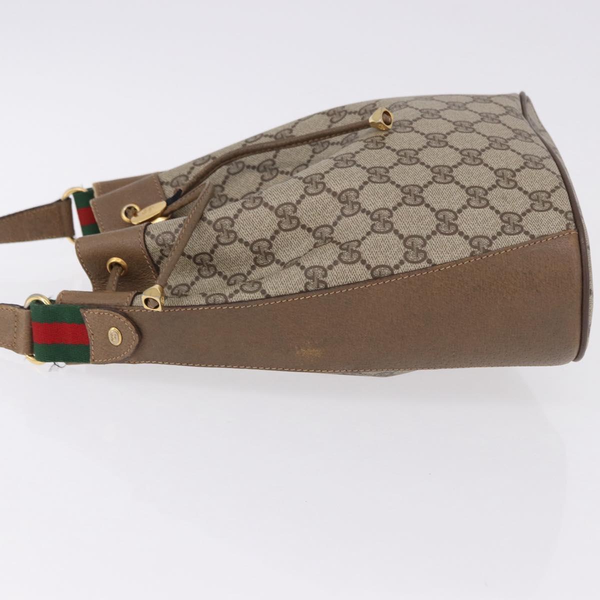 GUCCI GG Supreme Shoulder Bag PVC Leather Beige Gold Tone 41 02 034 Auth ep15475