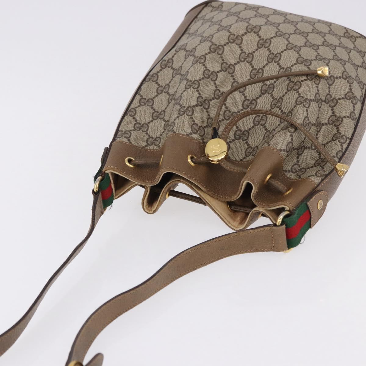 GUCCI GG Supreme Shoulder Bag PVC Leather Beige Gold Tone 41 02 034 Auth ep15475