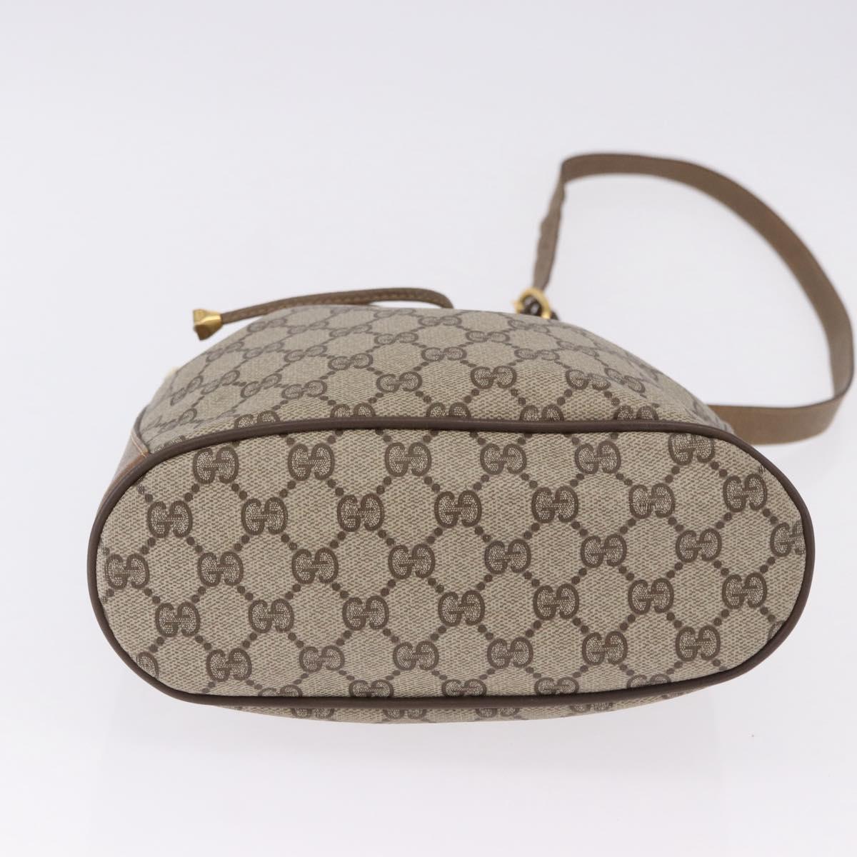 GUCCI GG Supreme Shoulder Bag PVC Leather Beige Gold Tone 41 02 034 Auth ep15475