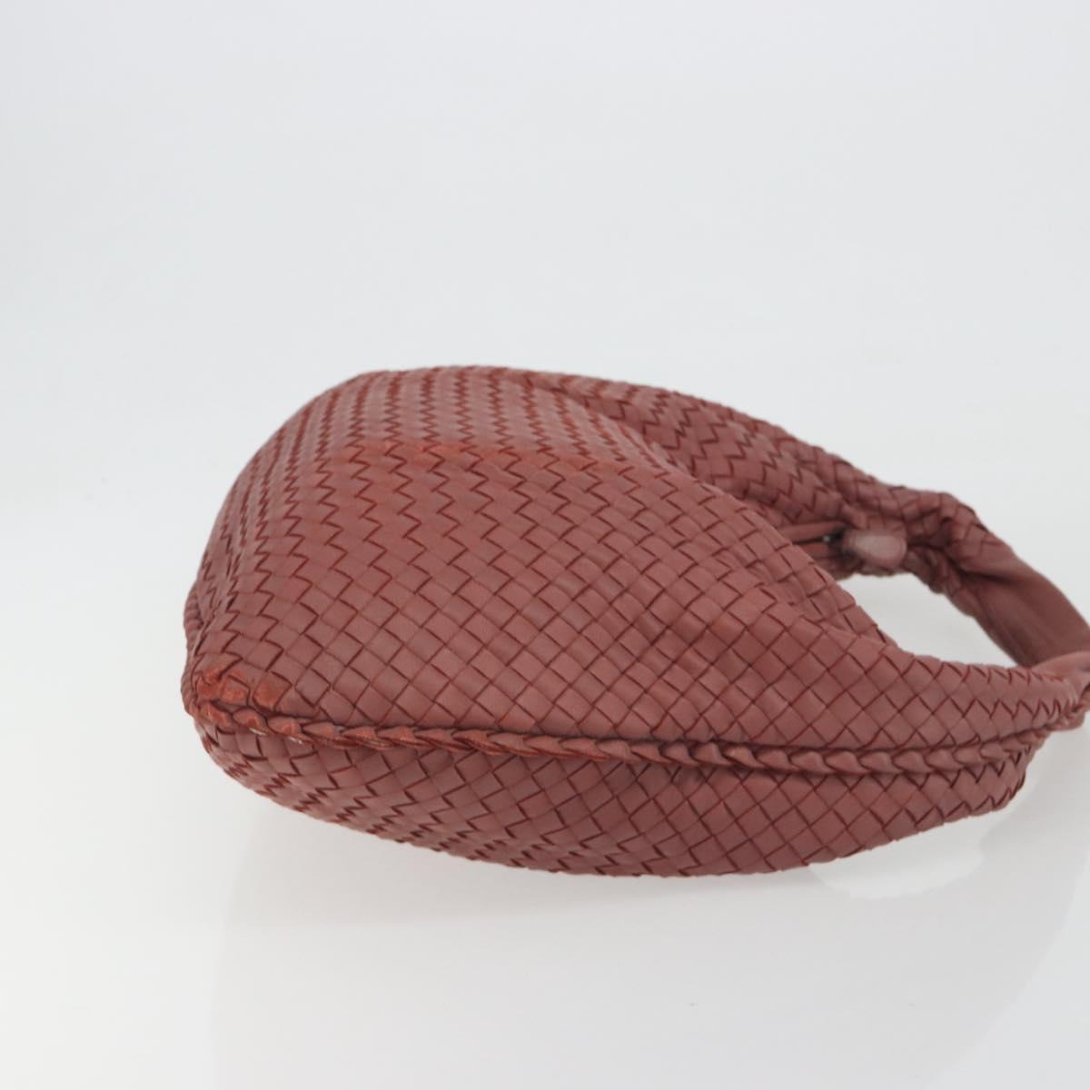BOTTEGA VENETA INTRECCIATO Hobo Shoulder Bag Leather Pink Silver Auth ep15476A