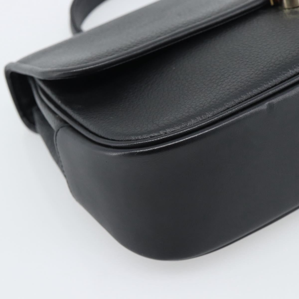 Burberrys Hand Bag Leather Black Gold Tone Auth ep15478