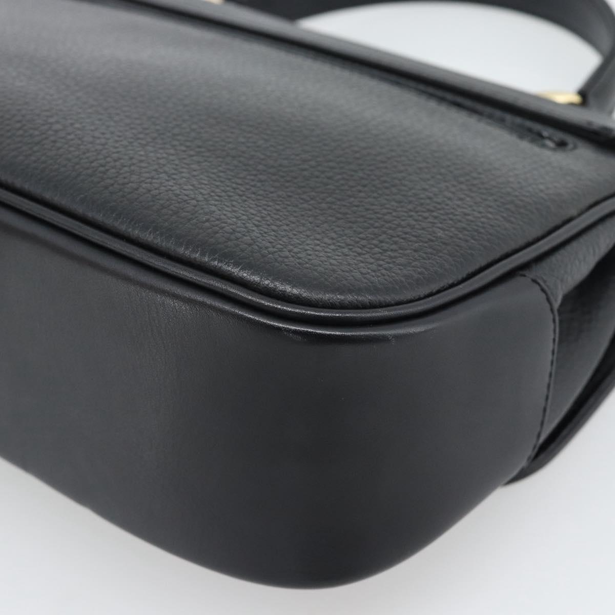 Burberrys Hand Bag Leather Black Gold Tone Auth ep15478