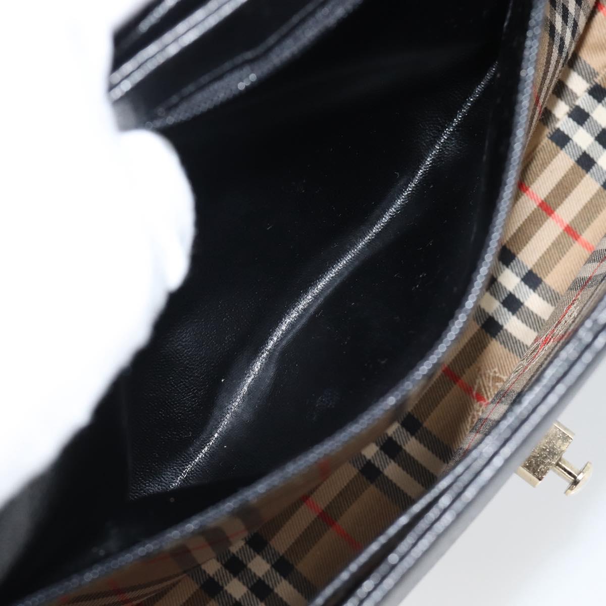 Burberrys Hand Bag Leather Black Gold Tone Auth ep15478