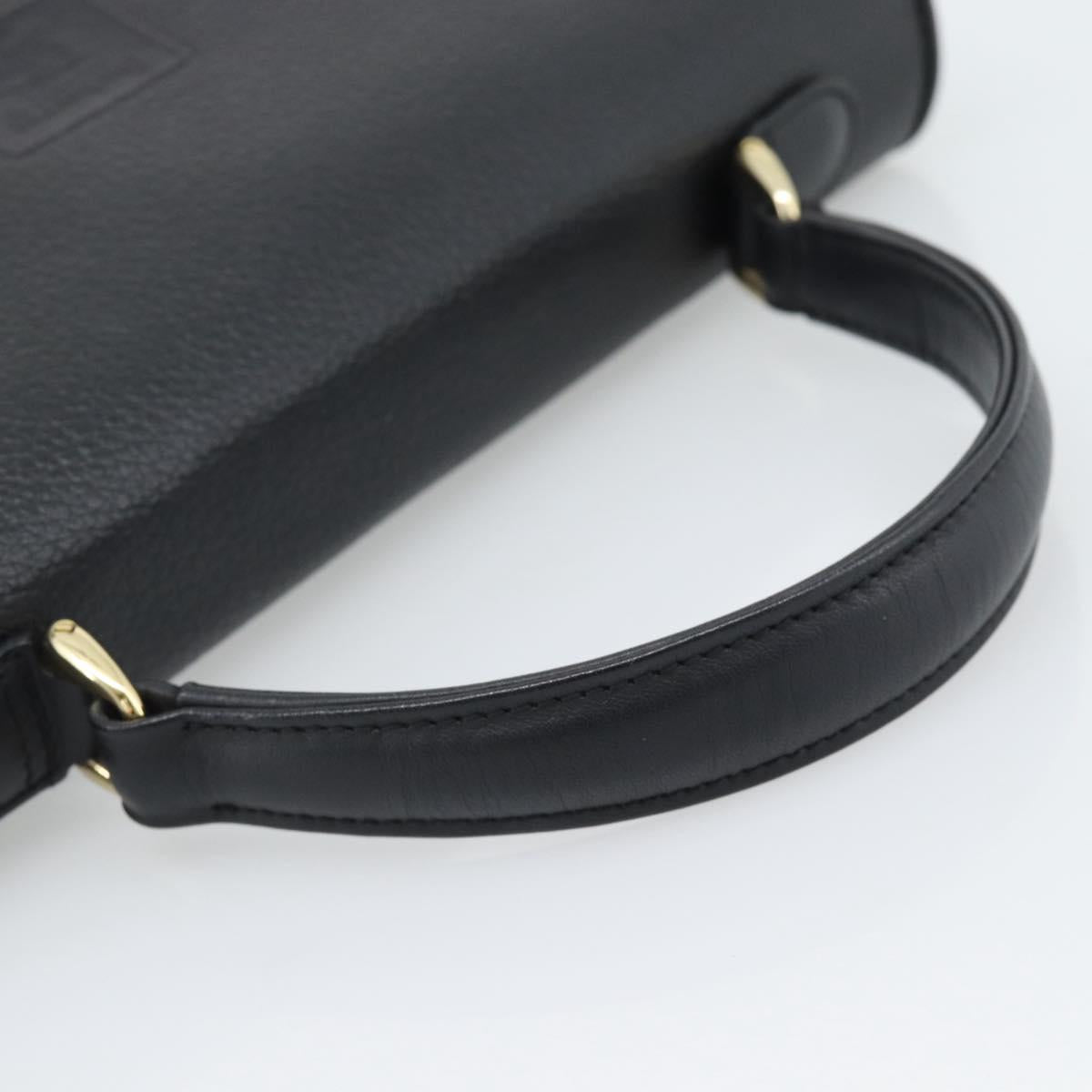 Burberrys Hand Bag Leather Black Gold Tone Auth ep15478