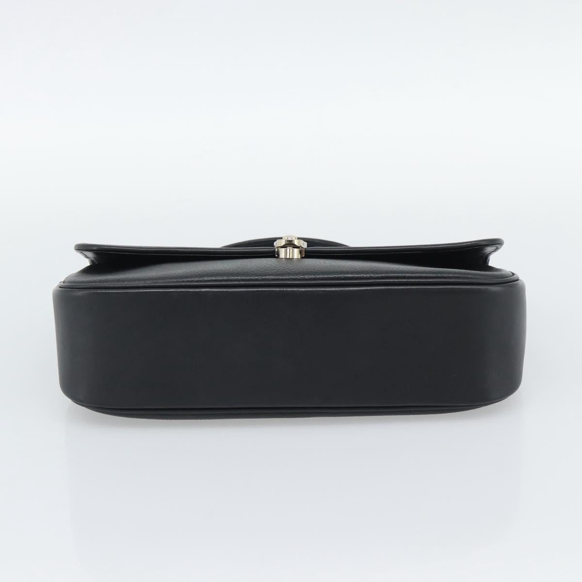 Burberrys Hand Bag Leather Black Gold Tone Auth ep15478