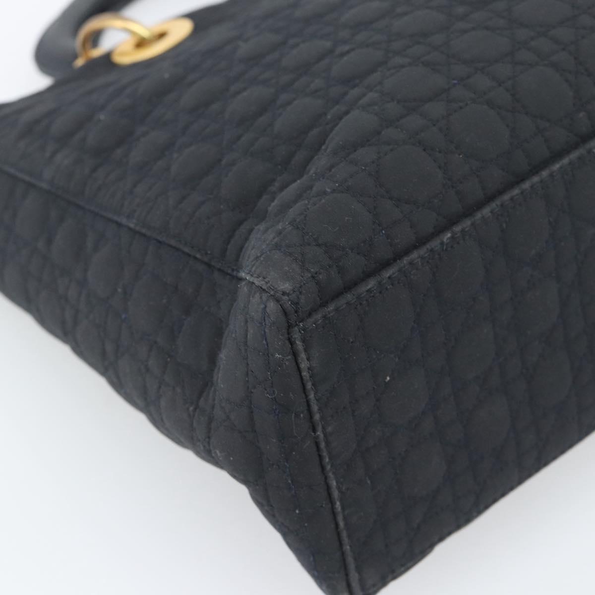 Christian Dior Canage Hand Bag Canvas Black Gold Tone Auth ep15480